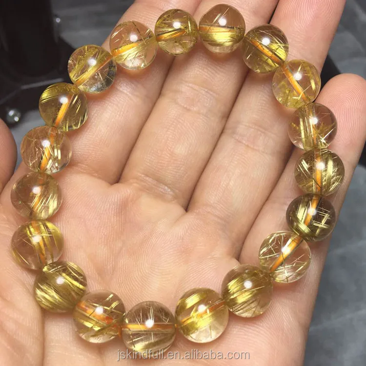 Wholesale Natural High Quality Different Size Crystal  Gold Rutilated Quartz Healing Bracelets For Gifts