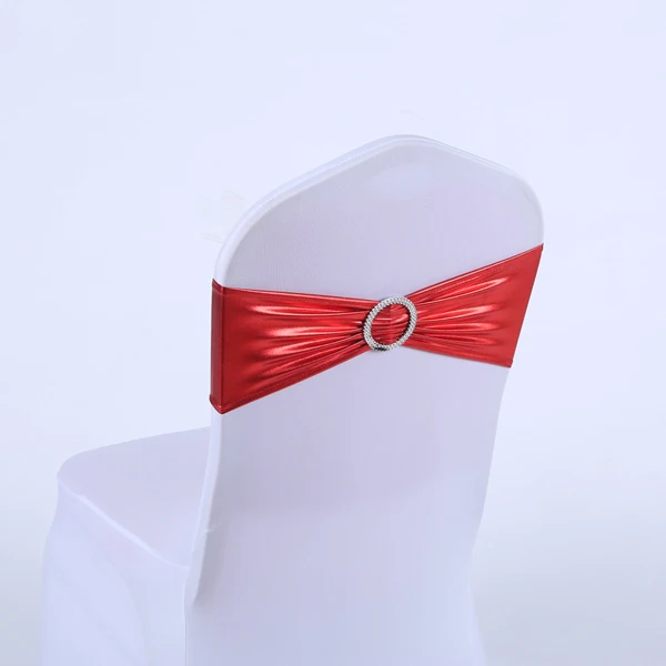 
YRYIE Wedding Bronzing Strech Gold Spandex Metallic Chair Covers Band With Buckle Slider Sashes Bow Decorations 