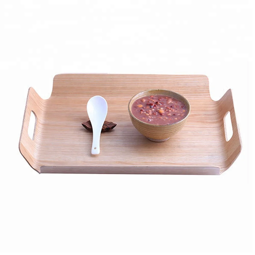 
rectangular bentwood tray, bamboo serving tray with handle 