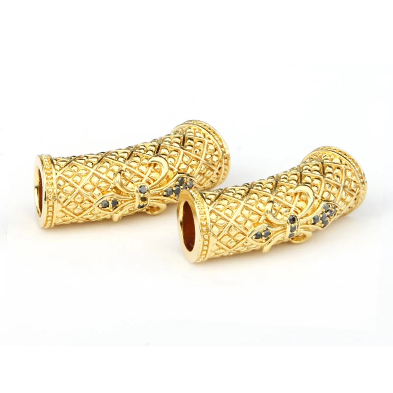 
Hot sale diamond tube shape fashion style cz brass custom metal bracelet beads charm connector micro pave spacer beads 