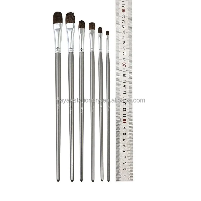 High Quality 6PCS Art Supplies Filbert Squirrel Oil Artist Paint Brushes for Painting