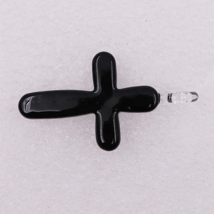 Hook cross beads Wholesale Handmade Murano Lampwork Art Glass Black Cross Charm Pendant for Necklace Accessories