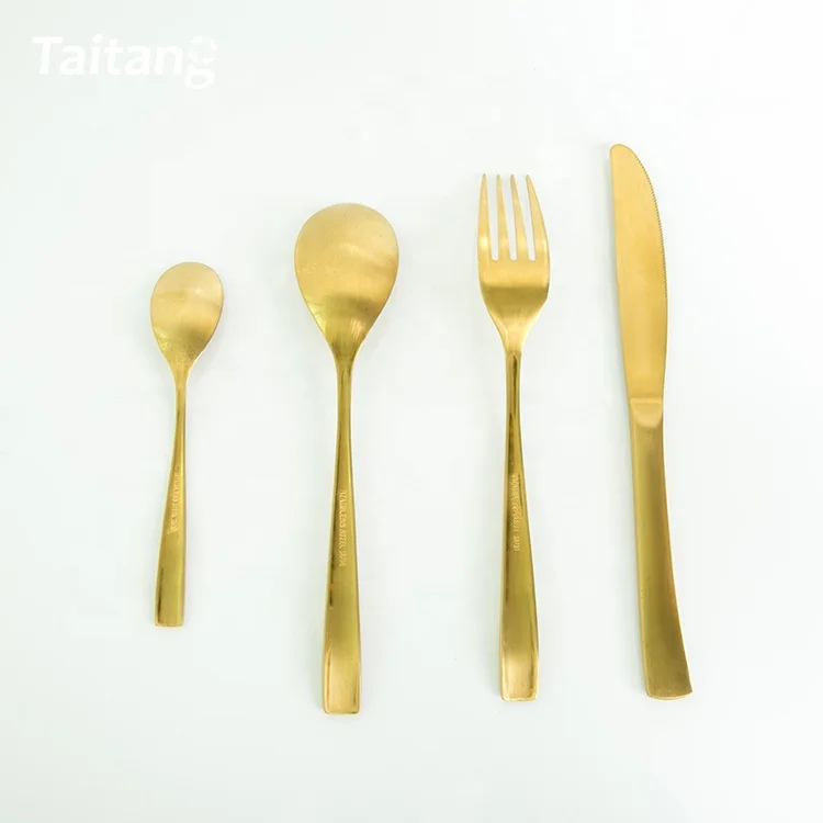 4pcs spoons forks knives stainless steel gold wedding cutlery