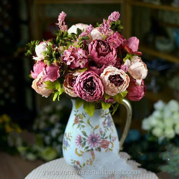 Manufacturers selling European autumn core simulation peony flowers Fake flowers desktop floral silk flower decoration