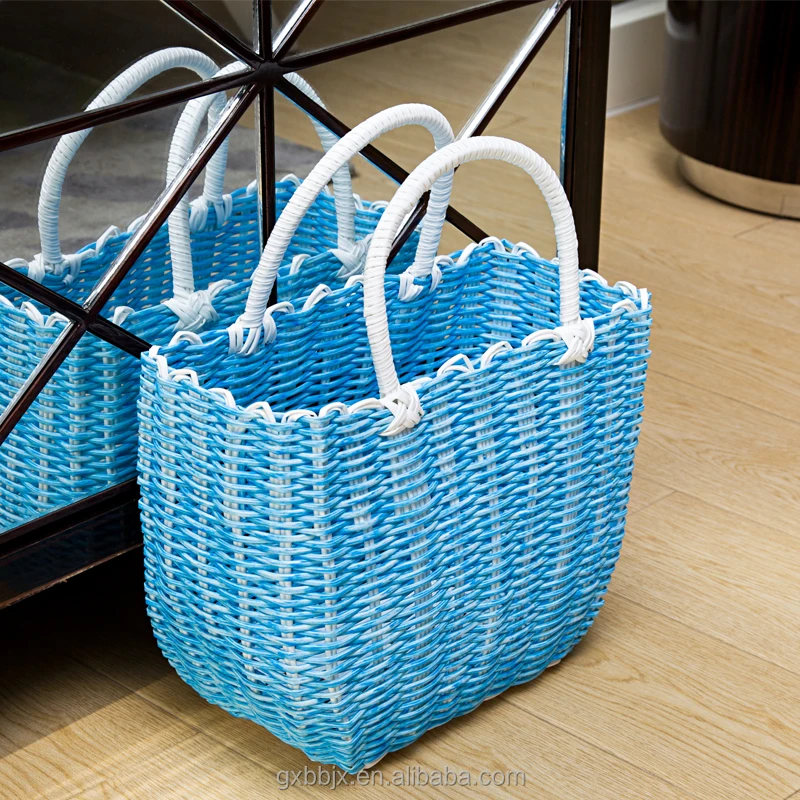 Rattan Storage Basket Customized White Plastic Weave Baskets for Clothes Wholesale Sundries 30x13x21cm Plastic Fruit 2000pcs
