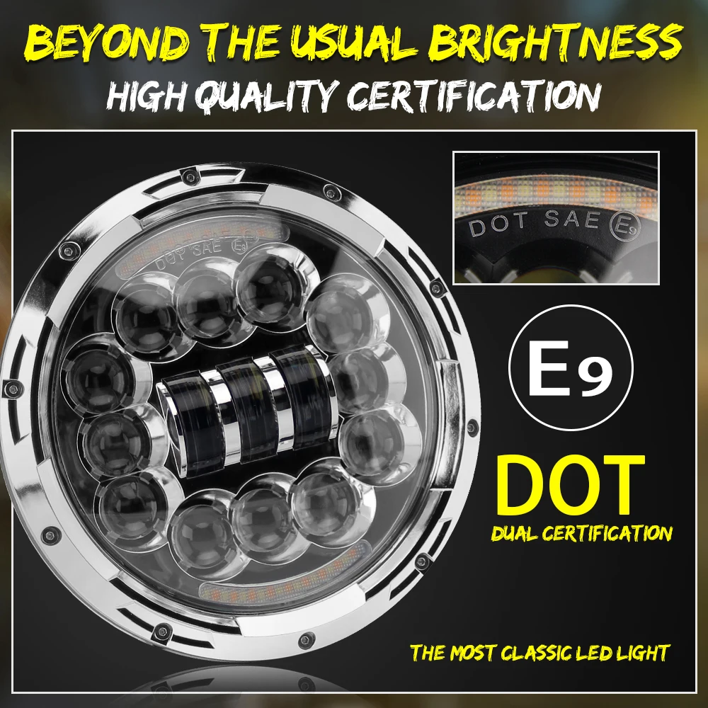 High Power DRL 24v led 7 inch Led Headlight, daymaker 7 inch Led Round Headlight Suppliers and Manufacturers for JL JK