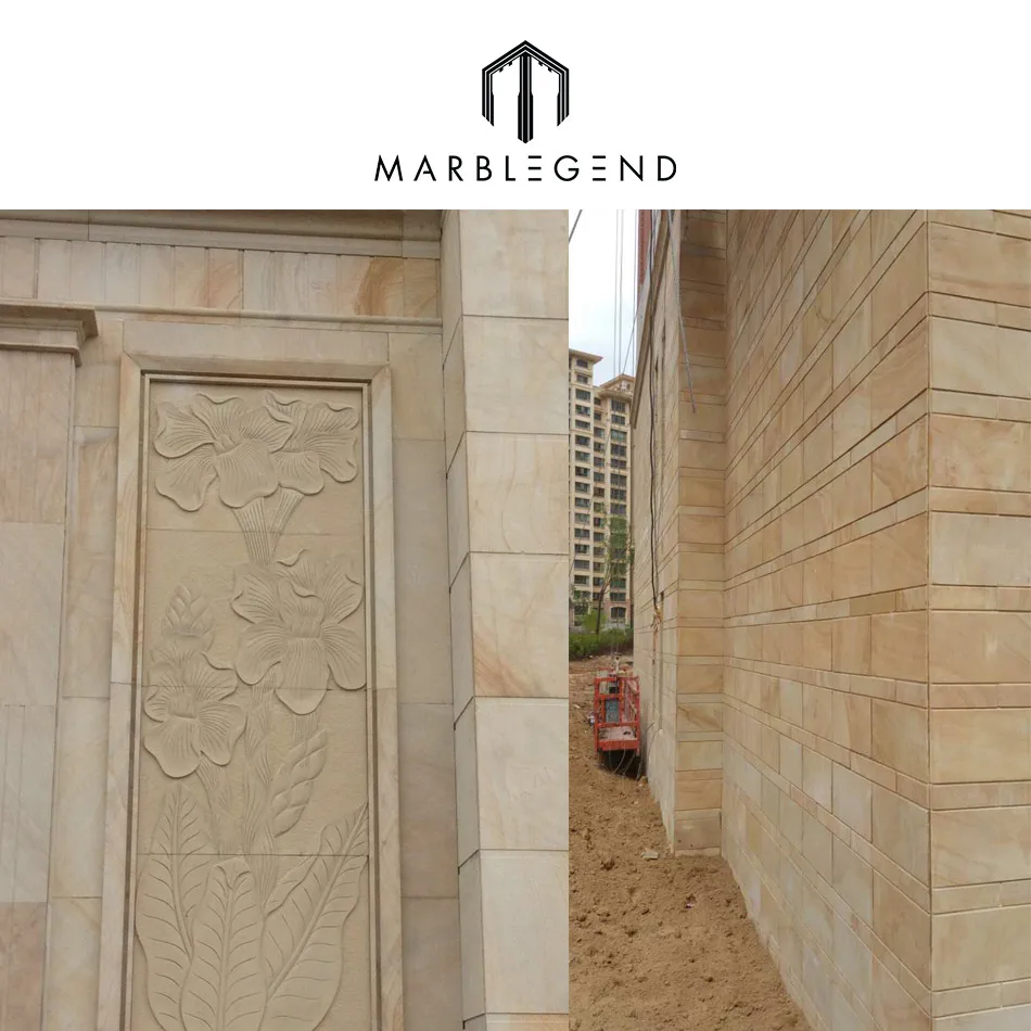 
wholesale Natural exterior wall tiles wood vein sandstone cladding for Project 
