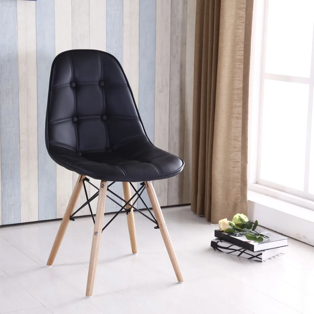 
Wholesale living room furniture PU salon plastic chair with solid wood leg 
