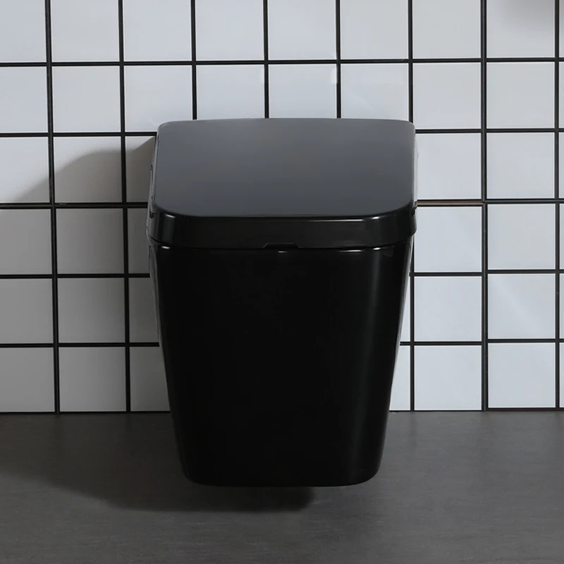 
bathroom square wall mounted wc in black color with concealed tank 