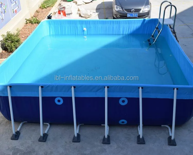 Портативный прямоугольный бассейн со стальной металлической рамой, бассейн над землей для продажи