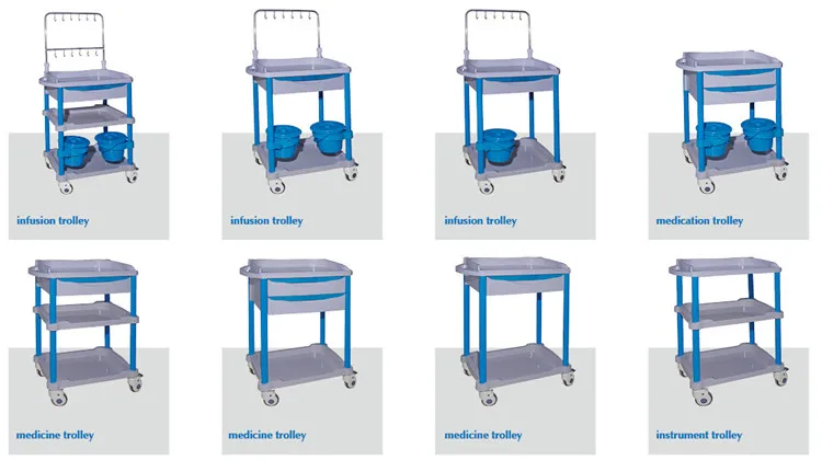 BT-EYN10 5-drawers abs plastic emergency drugs equipment hospital ward patient medical cash cart trolley with wheels price