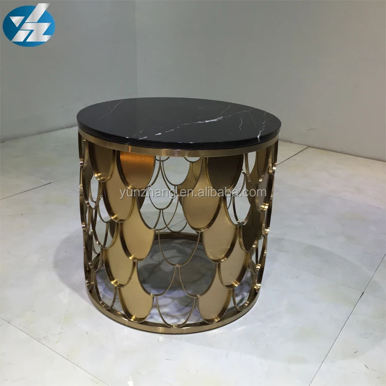 
Gold Carved Metal Base Mirror Low Mini Coffee Table 