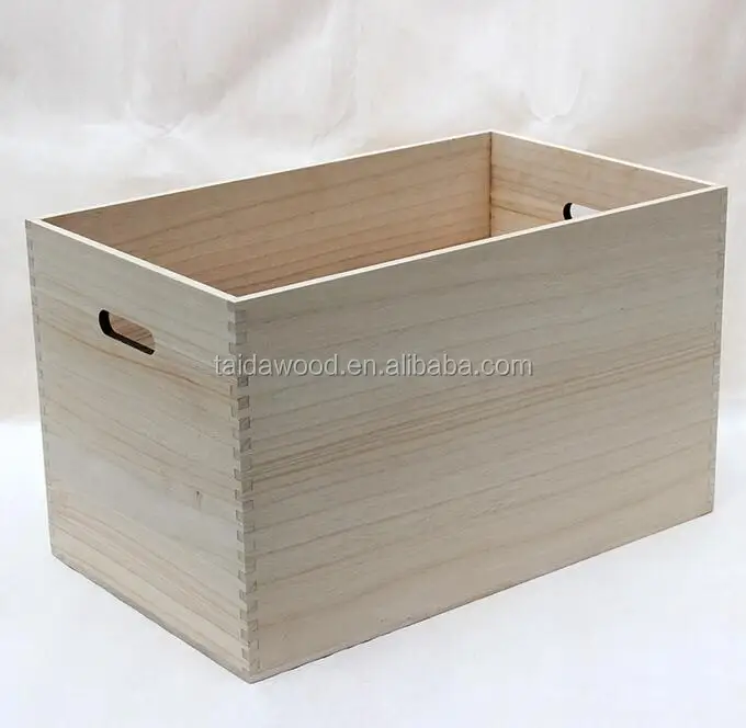 cheap paulownia wood box , crate wooden storage box ,No lid