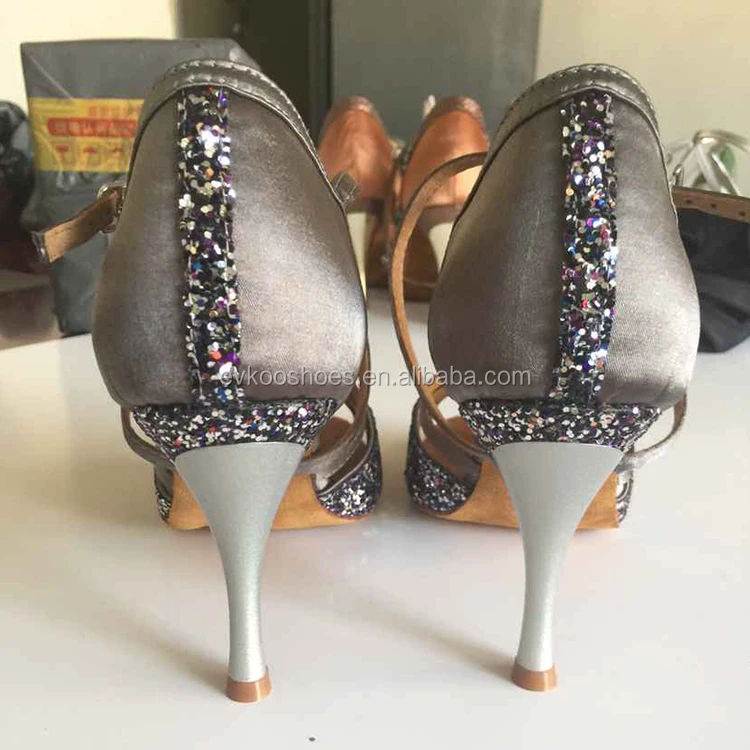 Черные и серые атласные и блестящие тонкие туфли на металлическом каблуке 8,5 см для сальсы, танцевальные туфли
