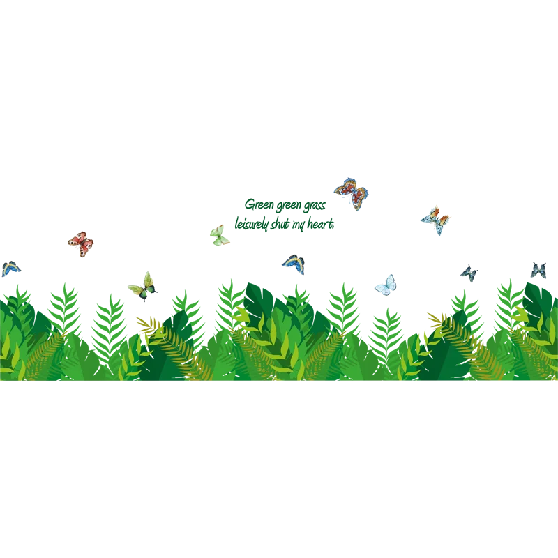 Зеленая трава цветы бабочки наклейки на стену фрески YIYAO