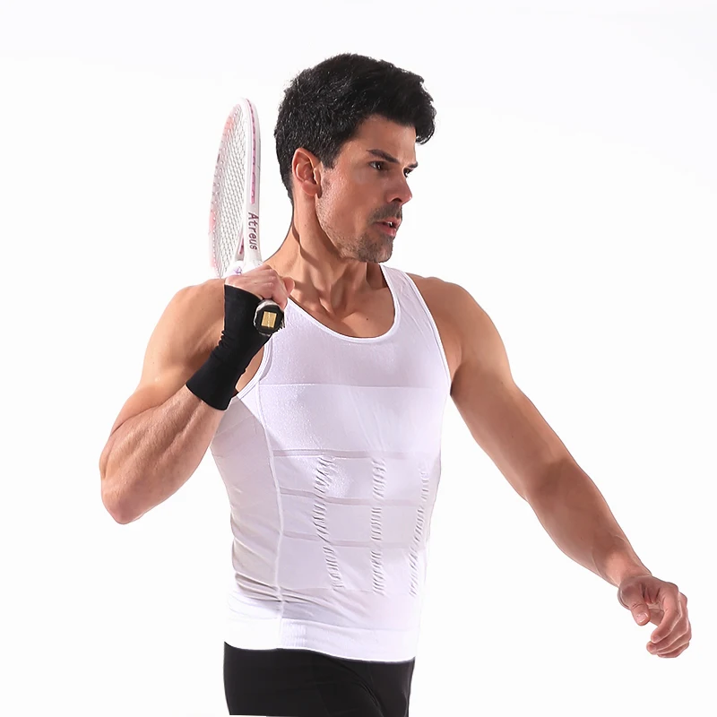 Мужская утягивающая компрессионная рубашка, Облегающая майка, утягивающая мужская рубашка