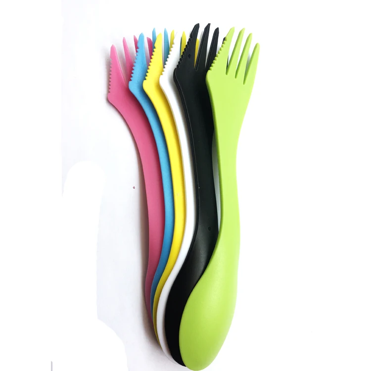 
Multifunctional High Quality Fashionable Travel Camping PP Three-sets Spoon Fork Knife Reusable Spork 
