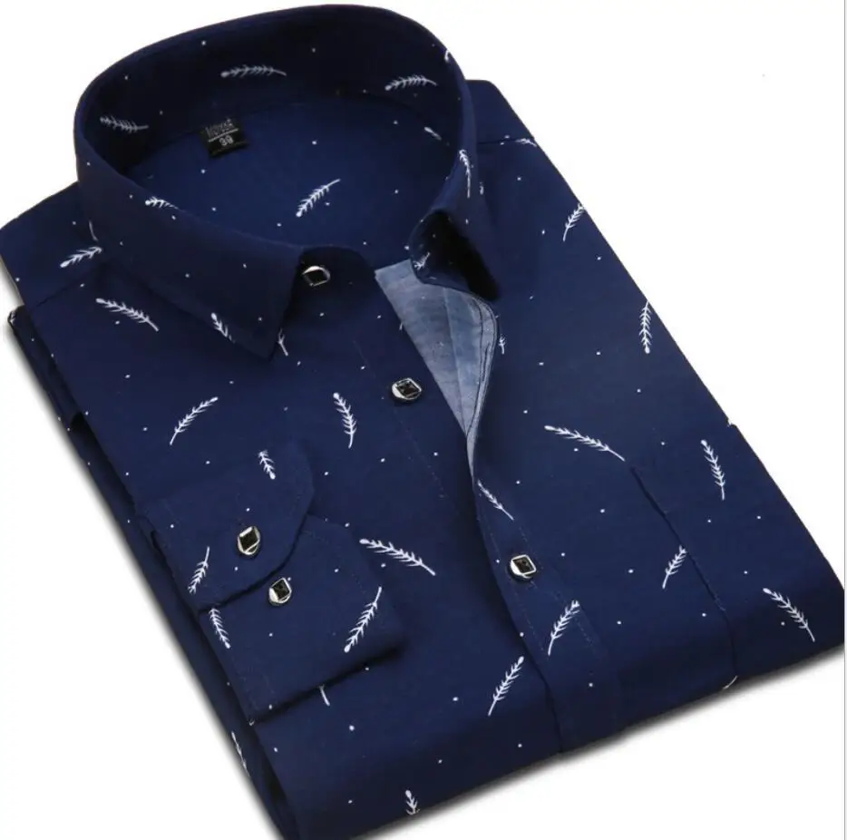 Customized Printed Design Plus Size Casual Long Sleeve Slim Fit Floral Shirt Blouse For Men