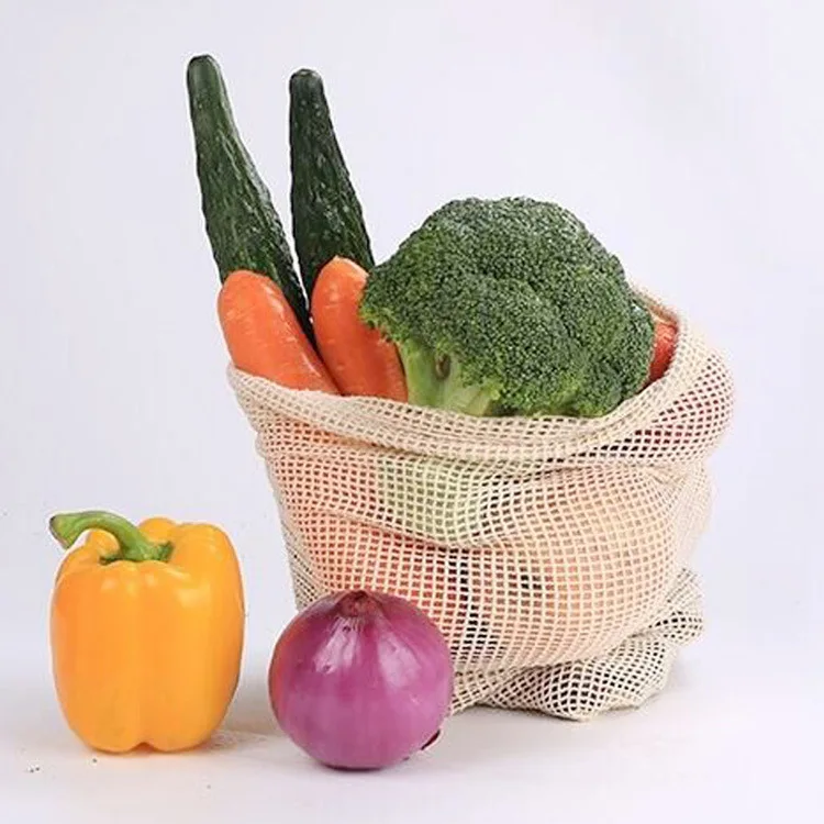 Simple Ecology washable and reusable Cotton Mesh Produce Bag for vegetable and fruit