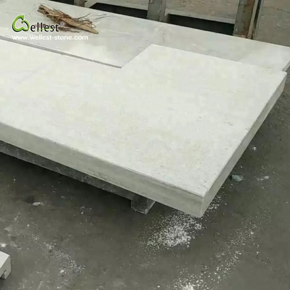 
flamed finish white quartzite pool coping corner stone 