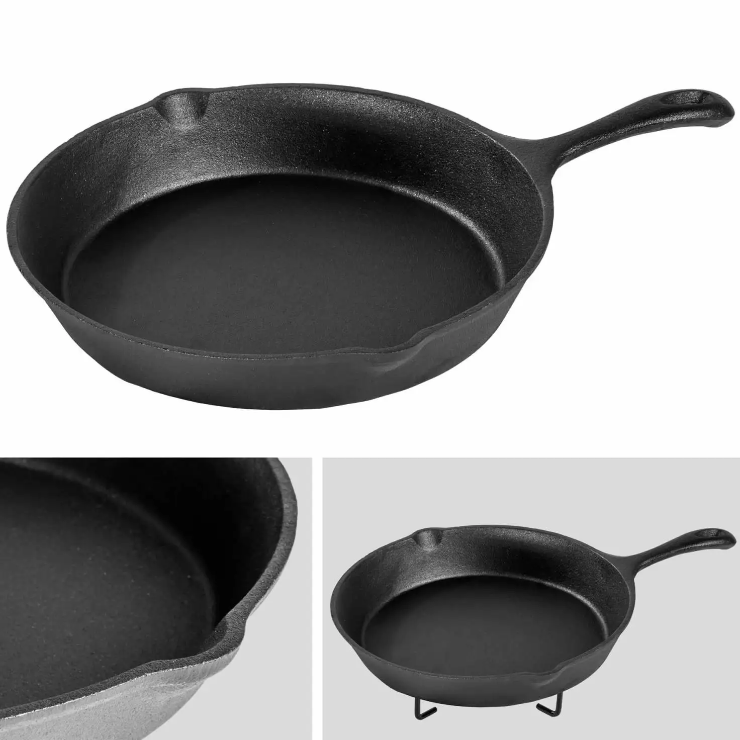 Pre-seasoned Outdoor Cast Iron Cookware Set Dutch Oven Sauce Pot Frying Pan and Grill Pan