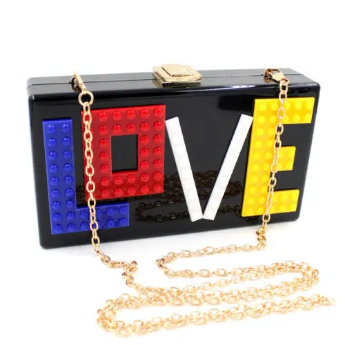 
Модный акриловый клатч LOVE, кошелек и сумка через плечо, сумки-слинги 