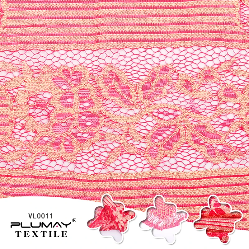 Chinese style dye sublimation tulle breathable eyelash magenta lace fabric for dress