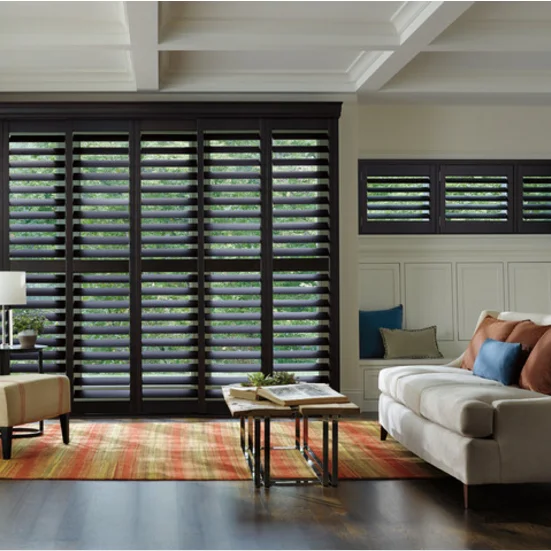 Dark Color Wooden Stained Customized Plantation Shutter