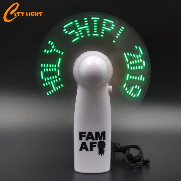 2020 Christmas Trade Assurance Programming Flashing Message Mini programmable led message handheld fan