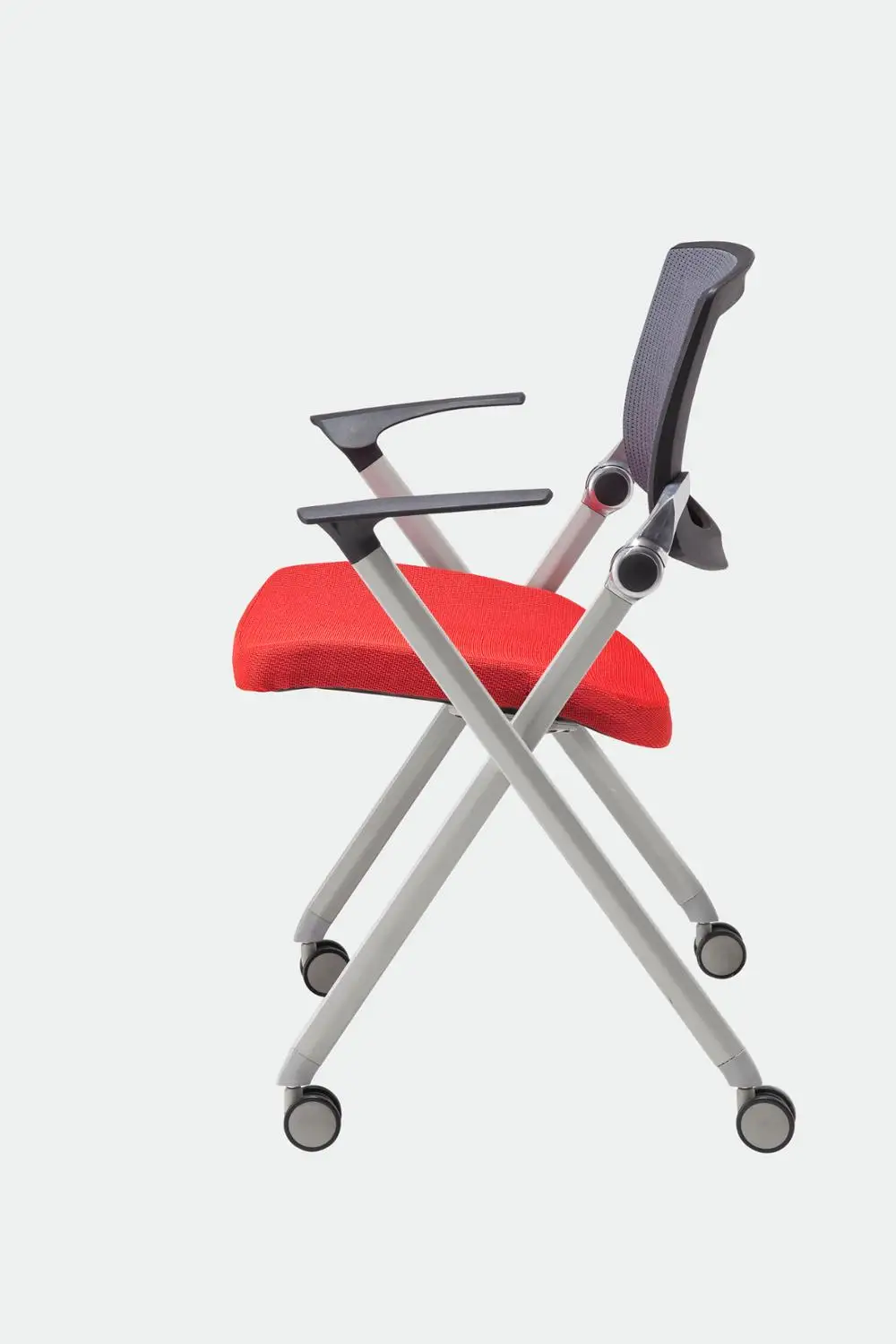 Office Mesh Chair Foldable Training Chair Seminar Chair Movable with Wheels