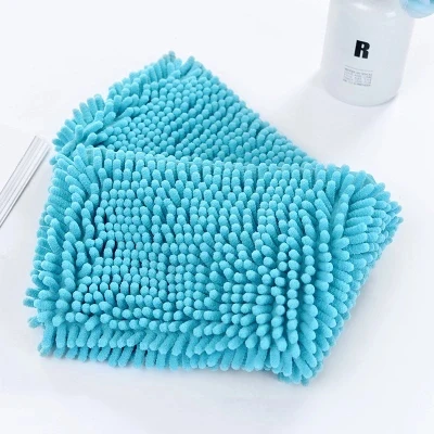 Hot Selling New Products Pet Supply Chenille Pocket Type Soft Absorbent Drying Microfiber Grooming Towel Dog Wash Bath Towels