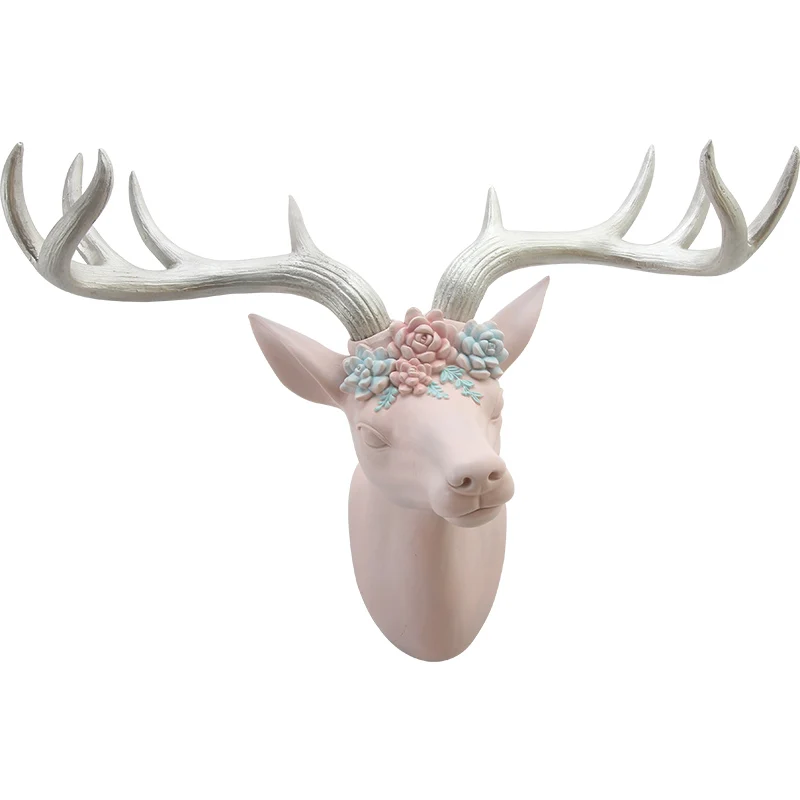 Roogo resin  wreath elk animal head wall hanging
