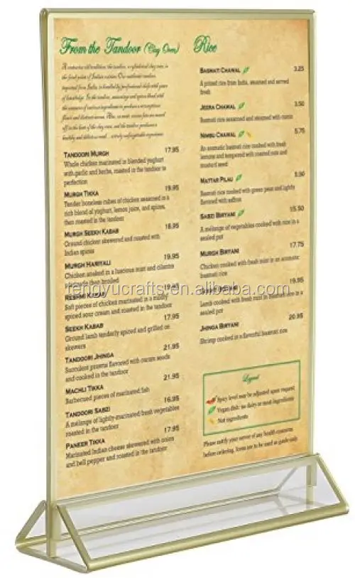 5 X 7 A4 acrylic photo fram Wedding and Party Table Card Holder With 3mm Gold Border