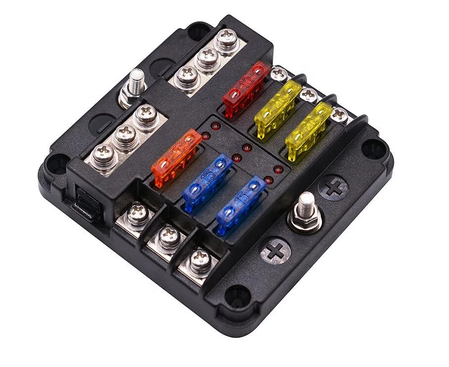 6 Gang LED Indicator fuse holder with Negative Bus