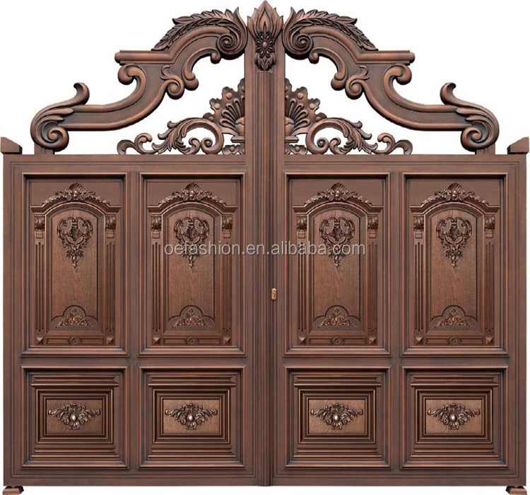 OEFASHION Antique and luxury Italy Hand-forged round top wrought aluminium door