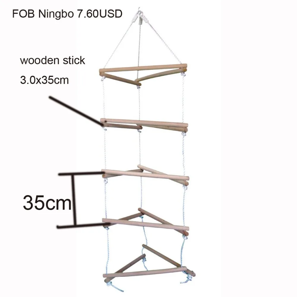 
wooden rope ladder Swing Set Accessory for Kids Backyard Wooden Swing Set 