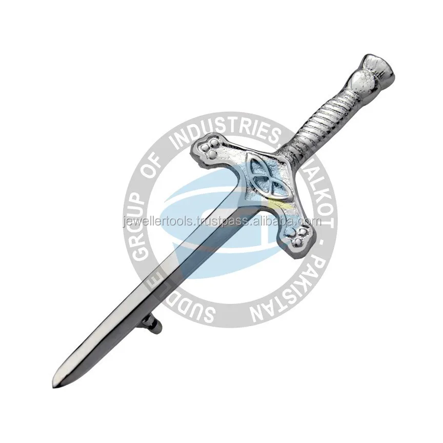 Scottish Highland Clan Crest Small Sword Kilt Pin Brooch Wholesale Brass Head Scarf Metal PIN Pewter Musicians Uniform