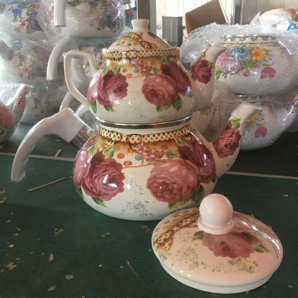 
Enamel tea kettle ceramic kettle double tea kettle with bakelite handle 