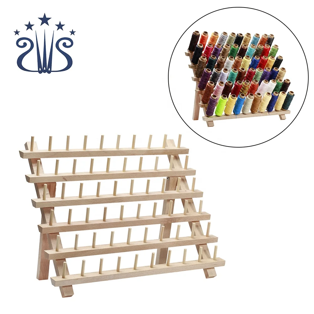 60 Spools Wooden Thread Holder Rack Organizer Storage Holder for Embroidery Sewing Thread Racks