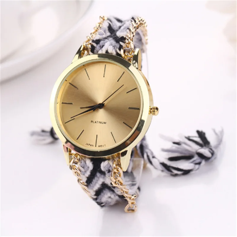 
National wind woven quartz watch Hot ladies bracelet watch Korean version of exquisite handmade lady watch 