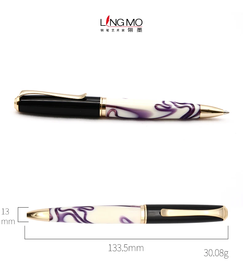 Lingmo Luxury High Quality Gift Marble Resin Ball Pen Acrylic Ballpoint Pen With CustomLogo