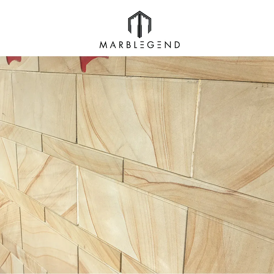 
wholesale Natural exterior wall tiles wood vein sandstone cladding for Project 