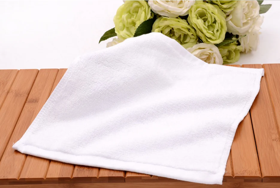 100 cotton plain white hotel towels hand towel with hotel logo,square small face towel