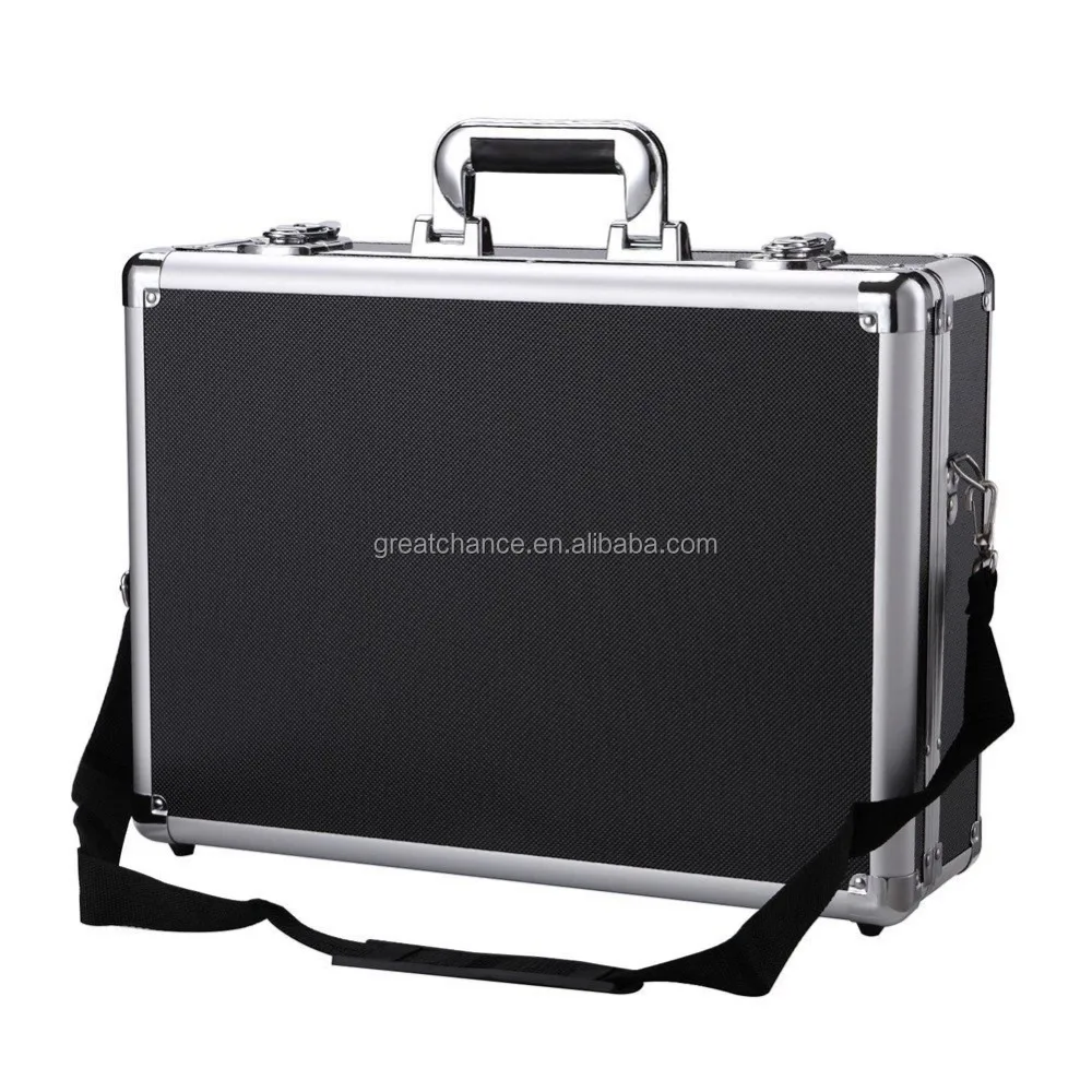 Professional Toolbox Aluminum Hard Briefcase Lockable Tools Organizer with Pre-Scored Foam Insert-Adjustable&Removeable Divider