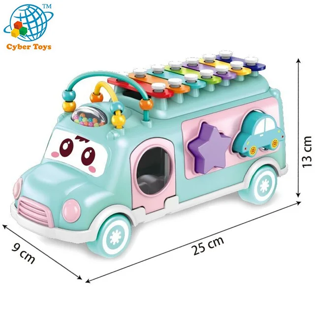 Wholesale cartoon baby music toy diy instrument bus educational xylophone
