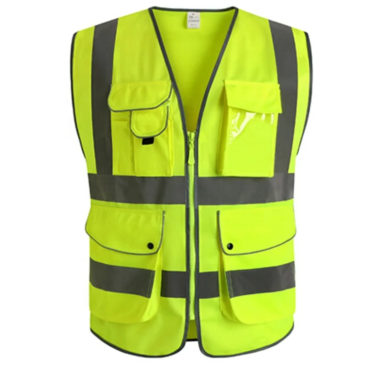 yellow high visibility construction station reflective safety vest work security vest yellow green custom
