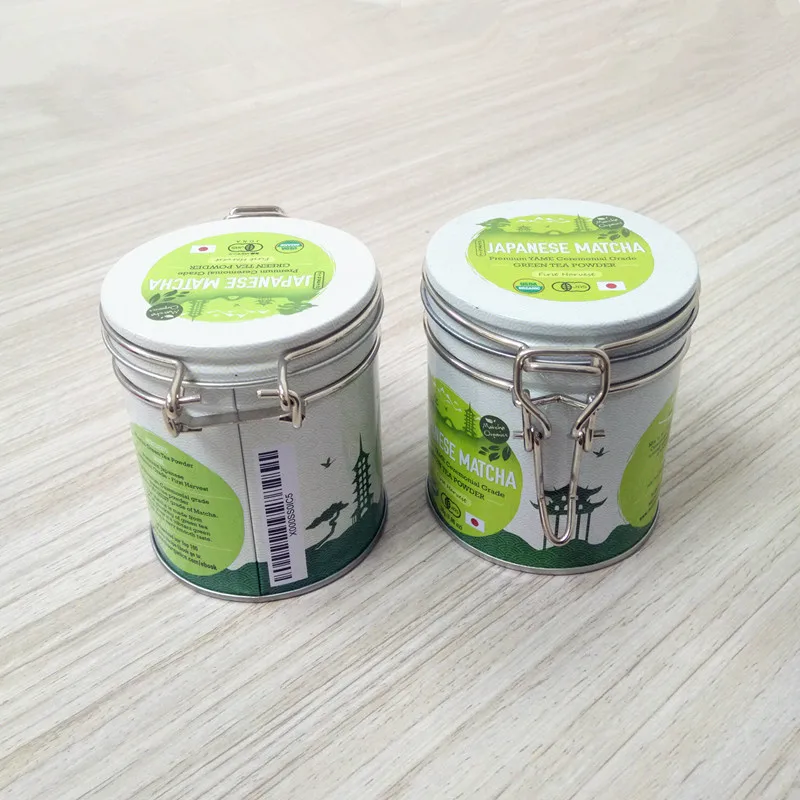 Custom Printing  Airtight Air Proof Round  Black Tea Matcha Packaging Metal Box Tin Container