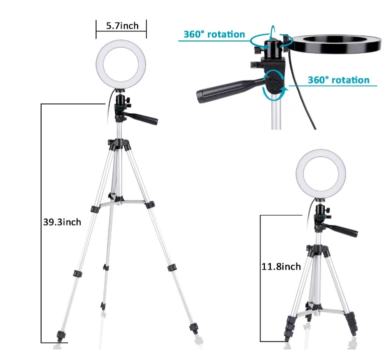 selfie ring light with tripod stand and cell phone holder