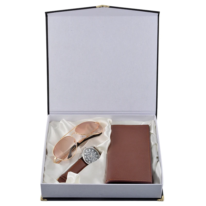 Подарочный набор на день матери солнцезащитные очки пояс кошелек оптовая продажа хорошее качество Мужские Подарочные часы мужские
