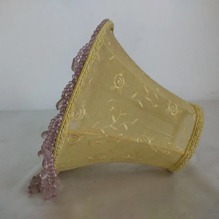 jacquard beaded fringe hurricane lamp shades for table lamp or wall lights hotel fabric wall lamps with shade